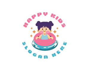 Cute Girl Swimming logo design