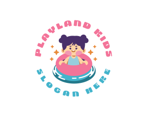 Cute Girl Swimming logo design