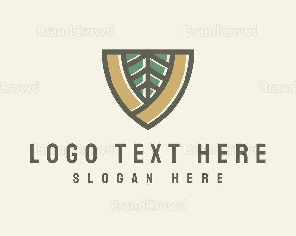 Botanical Leaf Shield Logo