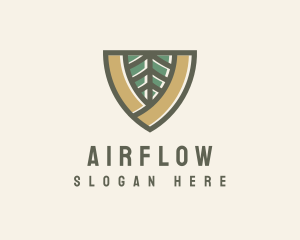 Botanical Leaf Shield  logo design