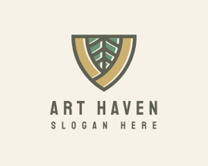 Botanical Leaf Shield  logo design