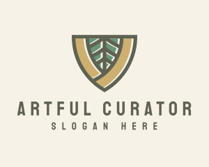 Botanical Leaf Shield  logo design