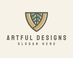 Botanical Leaf Shield  logo design