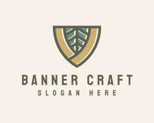 Botanical Leaf Shield  logo design