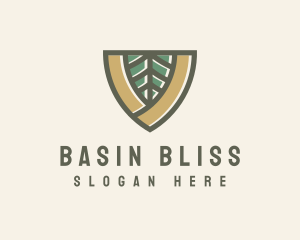 Botanical Leaf Shield  logo design