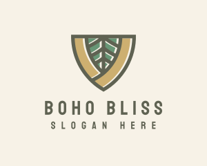 Botanical Leaf Shield  logo design