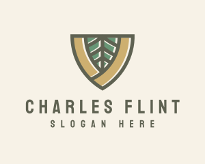 Botanical Leaf Shield  logo design