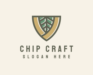 Botanical Leaf Shield  logo design