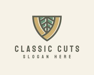 Botanical Leaf Shield  logo design