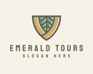 Botanical Leaf Shield  logo design