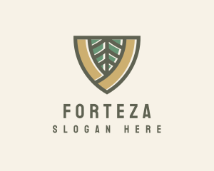 Botanical Leaf Shield  logo design