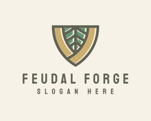 Botanical Leaf Shield  logo design