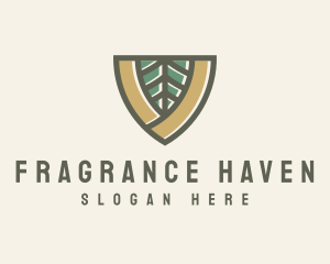 Botanical Leaf Shield  logo design