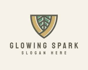 Botanical Leaf Shield  logo design