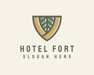 Botanical Leaf Shield  logo design