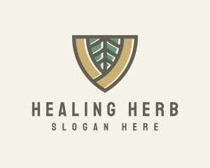 Botanical Leaf Shield  logo design