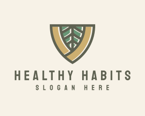 Botanical Leaf Shield  logo design