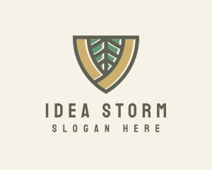 Botanical Leaf Shield  logo design