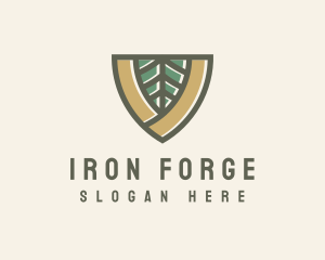 Botanical Leaf Shield  logo design