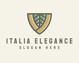 Botanical Leaf Shield  logo design