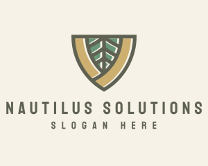 Botanical Leaf Shield  logo design