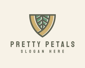 Botanical Leaf Shield  logo design