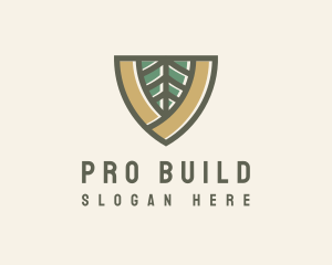 Botanical Leaf Shield  logo design