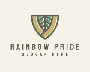 Botanical Leaf Shield  logo design