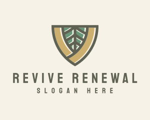 Botanical Leaf Shield  logo design