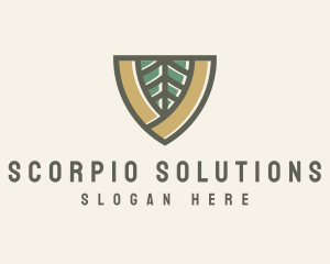 Botanical Leaf Shield  logo design