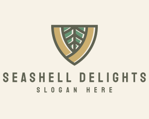 Botanical Leaf Shield  logo design