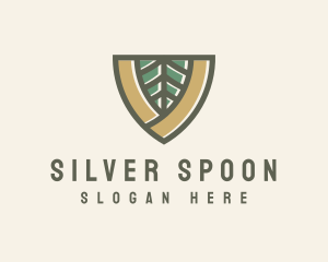 Botanical Leaf Shield  logo design