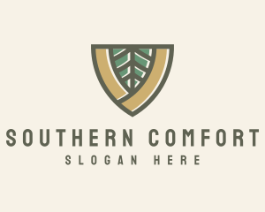 Botanical Leaf Shield  logo design