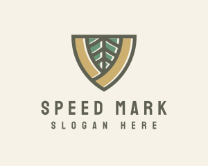 Botanical Leaf Shield  logo design