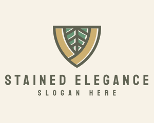 Botanical Leaf Shield  logo design