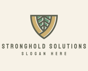 Botanical Leaf Shield  logo design