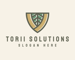 Botanical Leaf Shield  logo design