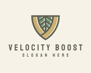 Botanical Leaf Shield  logo design