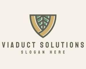 Botanical Leaf Shield  logo design