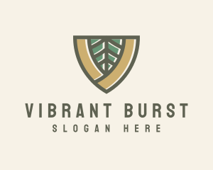 Botanical Leaf Shield  logo design