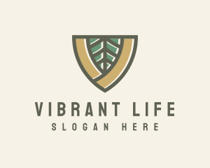 Botanical Leaf Shield  logo design