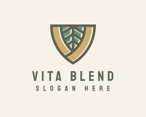 Botanical Leaf Shield  logo design