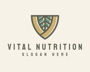 Botanical Leaf Shield  logo design