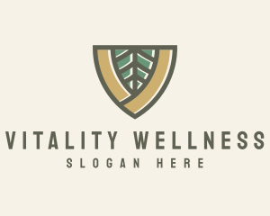 Botanical Leaf Shield  logo design