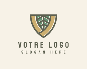 Botanical Leaf Shield  logo design