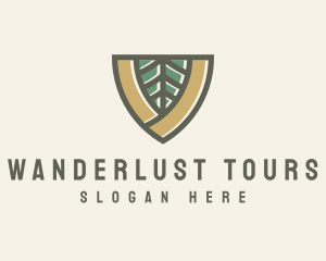 Botanical Leaf Shield  logo design