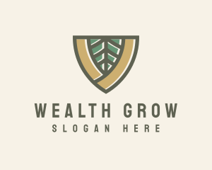 Botanical Leaf Shield  logo design