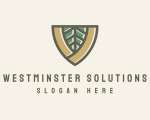 Botanical Leaf Shield  logo design