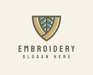 Botanical Leaf Shield  logo design