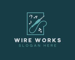 Wire - Music Headphone Jack Cable logo design